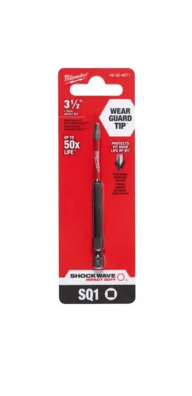 48-32-4571 Milwaukee 1 Shockwave 3 1/2 Inch Square Recess #1 Impact Power Bit -48-32-4571 N