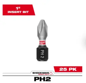 48-32-4604 Milwaukee Shockwave Impact Duty 1 Inch Phillips #2 Insert Bit - Pack Of 25