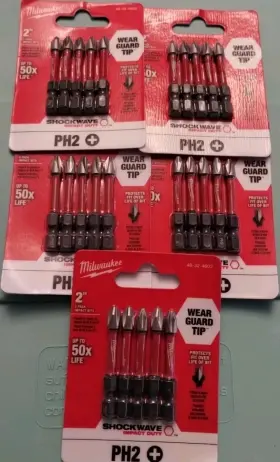 48-32-4638 Milwaukee Lot Of 4 Impact Rated Phillips #1 X 2 Inch Bit 5 Pack