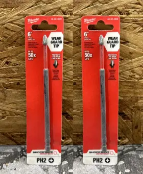48-32-4802 Milwaukee 2 Pack Tool Shockwave 6 Inch Impact Phillips #2 Power Bit