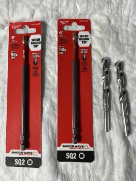 48-32-4805 Milwaukee 2 #2 Square Recess Shockwave 6 Inch Power Bits Plus Free 3/8
