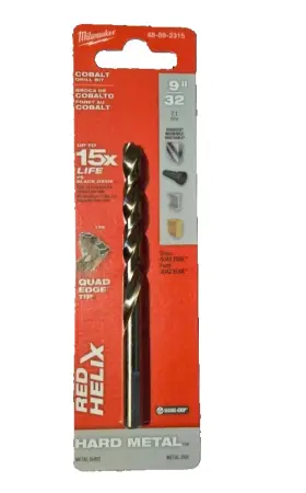 48-89-2315 Milwaukee 2 Red Helix Cobalt Drill Bits 9/32 Inch #48-89-2315 Hard Metal New