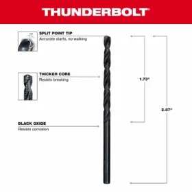 48-89-2715 Milwaukee 5 Pack - Thunderbolt Black Oxide Drill Bit 9/16 Inch
