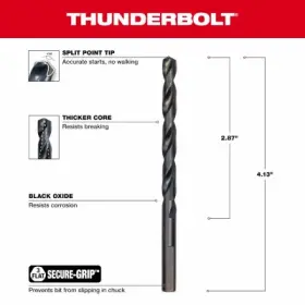 48-89-2723 Milwaukee 3 Pack - Thunderbolt Black Oxide Drill Bit 17/64 Inch