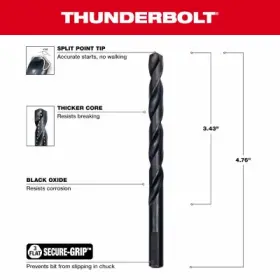 48-89-2728 Milwaukee Thunderbolt Black Oxide Drill Bit 11/32 Inch -