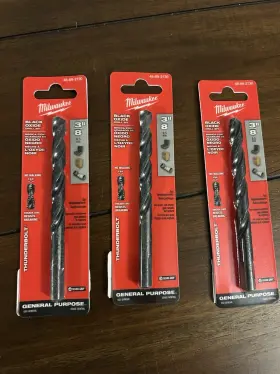 48-89-2730 Milwaukee Lot Of 3 Thunderbolt 3/8 In Black Oxide Drill Bits