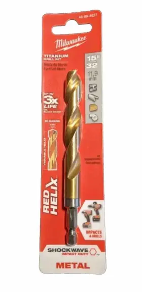 48-89-4627 Milwaukee 15/32-inch Titanium Shockwave Drill Bit - 045242353286
