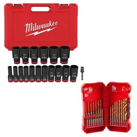 48-89-4631-49-66-7093 Milwaukee Shockwave Impact Duty Titanium Drill Bit Set With 1/2 Inch Drive Sae Deep Well