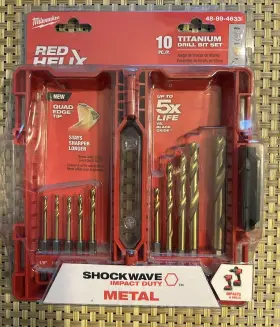 48-89-4633 Milwaukee Shockwave 10 Pc. Titanium Drill Bit Set 1/8 Inch To 3/8