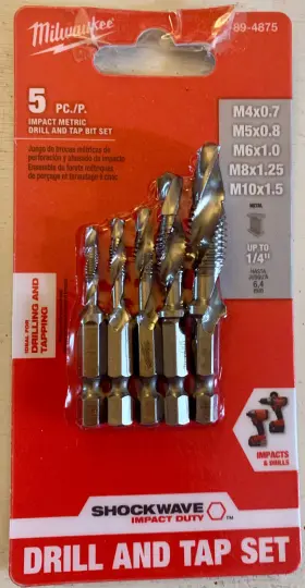 48-89-4875 Milwaukee Shockwave Metric Impact Drill Tap Set - 5 Piece -nib
