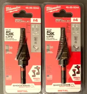 48-89-9244 Milwaukee - 2 Pcs Shockwave #4 Impact Step Drill Bit Free Shipping