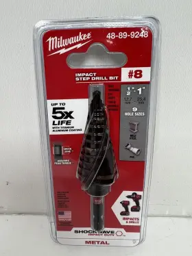 48-89-9248 Milwaukee Shockwave #8 1/8 - 1 Inch Impact Step Drill Bit New