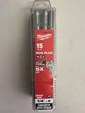 48-20-7931 Milwaukee 48207931 Sds Plus Drill Bits 15-pack 1/4 Inch X6 For Concrete Rebar