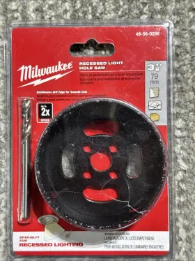 49-56-0296 Milwaukee 3-1/8 Inch Hole Saw For Recessed Lights