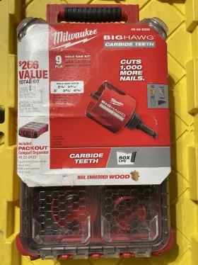 49-56-9295 Milwaukee Big Hawg Carbide Hole Saw Kit 9-piece With Packout Case