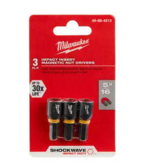 49-66-4513 Milwaukee Shockwave Impact Duty 5/16 Inch Alloy Magnetic Insert Nut Driver - 3 Pk