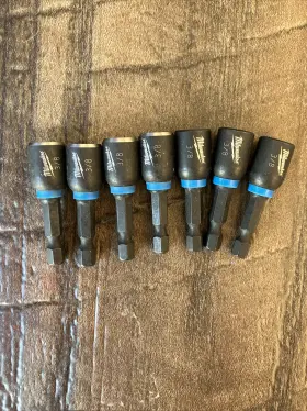 49-66-4536 Milwaukee Lot Of 7 Impact Magnetic Nut Drivers 3/8 Inch X 1-7/8 Nos