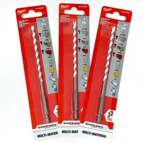 4921456 Milwaukee 3-pk Shockwave Carbide Multi-material Drill Bit 3/16 In X 6 New