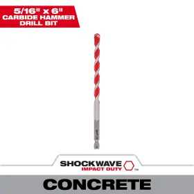 4921510 Milwaukee Shockwave Carbide Hammer Drill Bit 5/16 Inch X 4 6 Model#