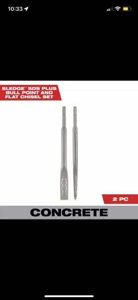 48-62-6080 Milwaukee 4921659 Sds-plus Sledge Bull Point And Flat Chisels 2-pk. Model#