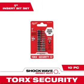 Milwaukee 711181400076 Torx Security Bit Set Impact Driver Bits Shockwave Duty Steel 10 Piece