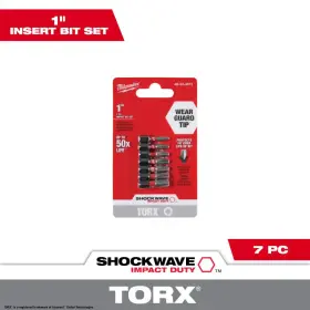 Milwaukee 726084963818 Shockwave Impact Duty 1 Inch T15 - T40 Torx Alloy Steel Insert Bit Set 7-piece
