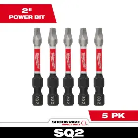 Milwaukee 744110618099 Shockwave Impact Duty 2 Inch Square #2 Alloy Steel Screw Driver Bit 5-pack