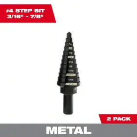 Milwaukee 744110781243 3/16 Inch - 7/8 X 1/16 #4 Step Drill Bit 2 Pack