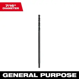 Milwaukee 744759198563 7/16 Inch X 12 Black Oxide Thunderbolt Aircraft Length Drill Bit