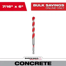Milwaukee 744759813145 7/16 Inch X 4 6 Shockwave Carbide Hammer Drill Bit