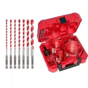 15-pi Milwaukee 744759933669 Shockwave Carbide Hammer Drill Bit Kit With Big Hawg Hole Saw