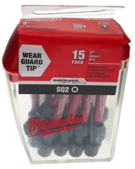 48-32-5010 Milwaukee Electric Tool Sq2 2 Inch Shockwave Impact Duty Square Bits 15 Pcs. #48-32-5010 New