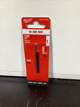 49-57-5515 Milwaukee Electric Tool Corp. 6-32 Nc Plug Tap And #36 Drill Bit New Sealed