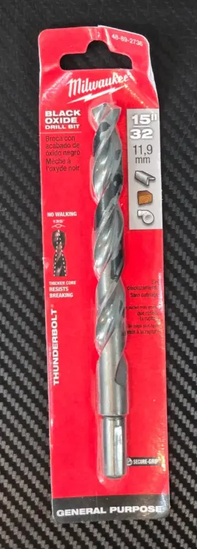 48-89-2736 Milwaukee Tool Thunderbolt 15/32 In Drill Bit Black Oxide Finish Read