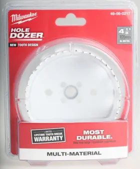 49-56-0217 Milwaukee Tool 4 1/8 Inch 105mm Bi-metal Hole Dozer Saw With Arbor And Bit - Made 2 Holes