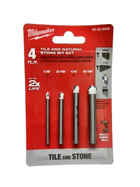 48-20-8998 Milwaukee Tools Tile And Natural Stone Bit Set 1/8 Inch 3/16 1/4 5/16