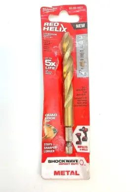 48-89-4621 Milwaukee Tools Red Helix Titanium Impact Drill Bit 3/8 Inch Go1059543