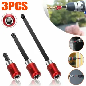 Miniduino 600609697320 3pcs 1/4 Hex Shank Quick Release Magnetic Screwdriver Extension Holder Drill Bit