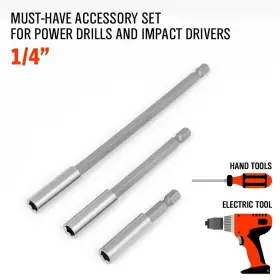 Refh001 Miniduino New 3pc Magnetic Extension Socket Drill Bit Holder Screwdriver 1/4 Hex Quick