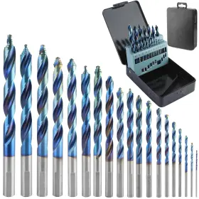 Miofth 736483188590 19 Piece Drill Bit Set Stepped Point With Blue Oxide Finish High-spe