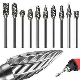 Mkzruulf 005694054729 Carbide Burr Set 10pcs Bits 1/8 Inch Shank Compatible With Dremel Milwaukee Rotar