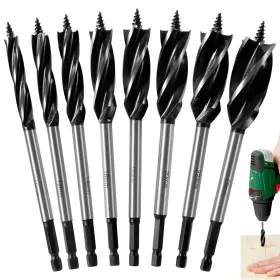 Mlynzxjsy 181963050302 8 Pcs Auger Drill Bit Set Wood 1/4 Inch Hex Shank 4 Flute Highcarbon Steel