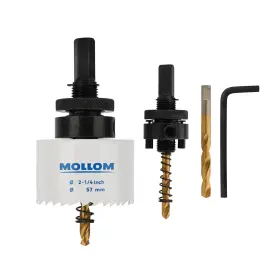Bihs01057 Mollom 57mm 2-1/4 Inch Hss M42 With 8% Cobalt Bi-metal Hole Saw 2 Pilot Drill B