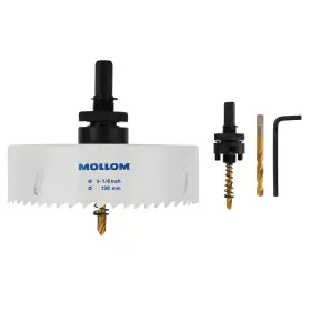 Bihs01130 Mollom 130mm 5-1/8 Inch Hss M42 With 8% Cobalt Bi-metal Hole Saw 2 Pilot Drill Bihs01130 Mollom 130mm 5-1/8 Inch Hss M42 With 8% Cobalt Bi-metal Hole Saw 2 Pilot Drill