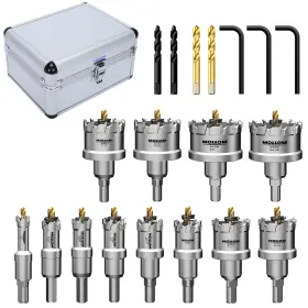 Chs121354 Mollom Tct 12pcs Hole Saw 13-54mm Carbide Kit For Hard Metal Extra 2xtita