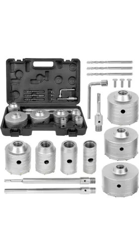 00198715697421 Monopro 17pcs Concrete Hole Saw Kit With 2 Drill Bits And Sds Plus Max Shank Masonry