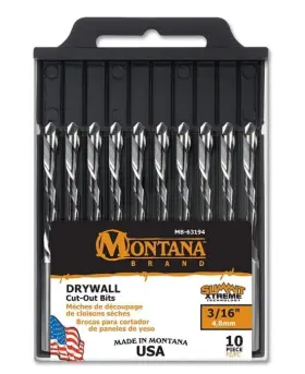 Mb-63194 Montana Brand 051667631946 Brands Drywall Cut Out Drill Bits 3/16 Inch 10 Pack
