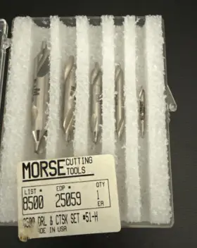 25059 Morse Nos Hs 5pc Counter Sink Drill Bit 60 Set #51-h #5 #4 #3 #2 #1