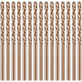 Mudder 445018495449 15pcs 1/8 Inch Stainless Steel Drill Bits M35 High Speed Twist Cobalt Bore Power