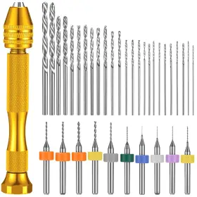 Hn-mudder-3725 Mudder 36 Pieces Hand Drill Set Include Pin Vise Mini And Twist Drills Gold